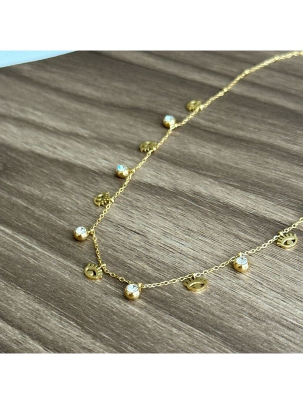 Dainty evil eye Necklace Q23 - Picture 3 of 5